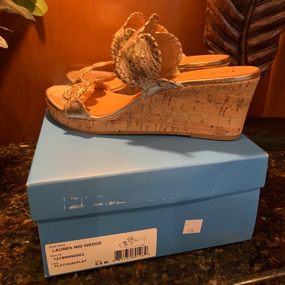 NEW 🌺 Jack Rogers Platinum Wedge Cork Sandal - Picture 2 of 11
